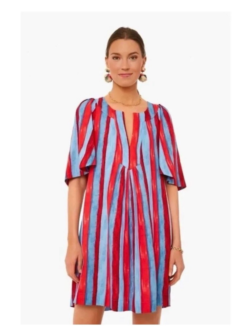 Tuckernuck Red & Light Blue Striped Short Sleeve Tunic Dress